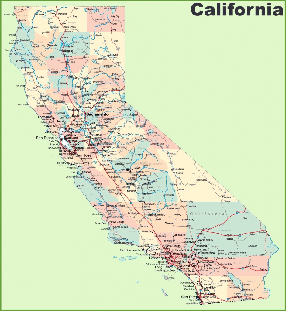 Large California Maps For Free Download And Print | High-Resolution - Map Of Northern California Counties And Cities