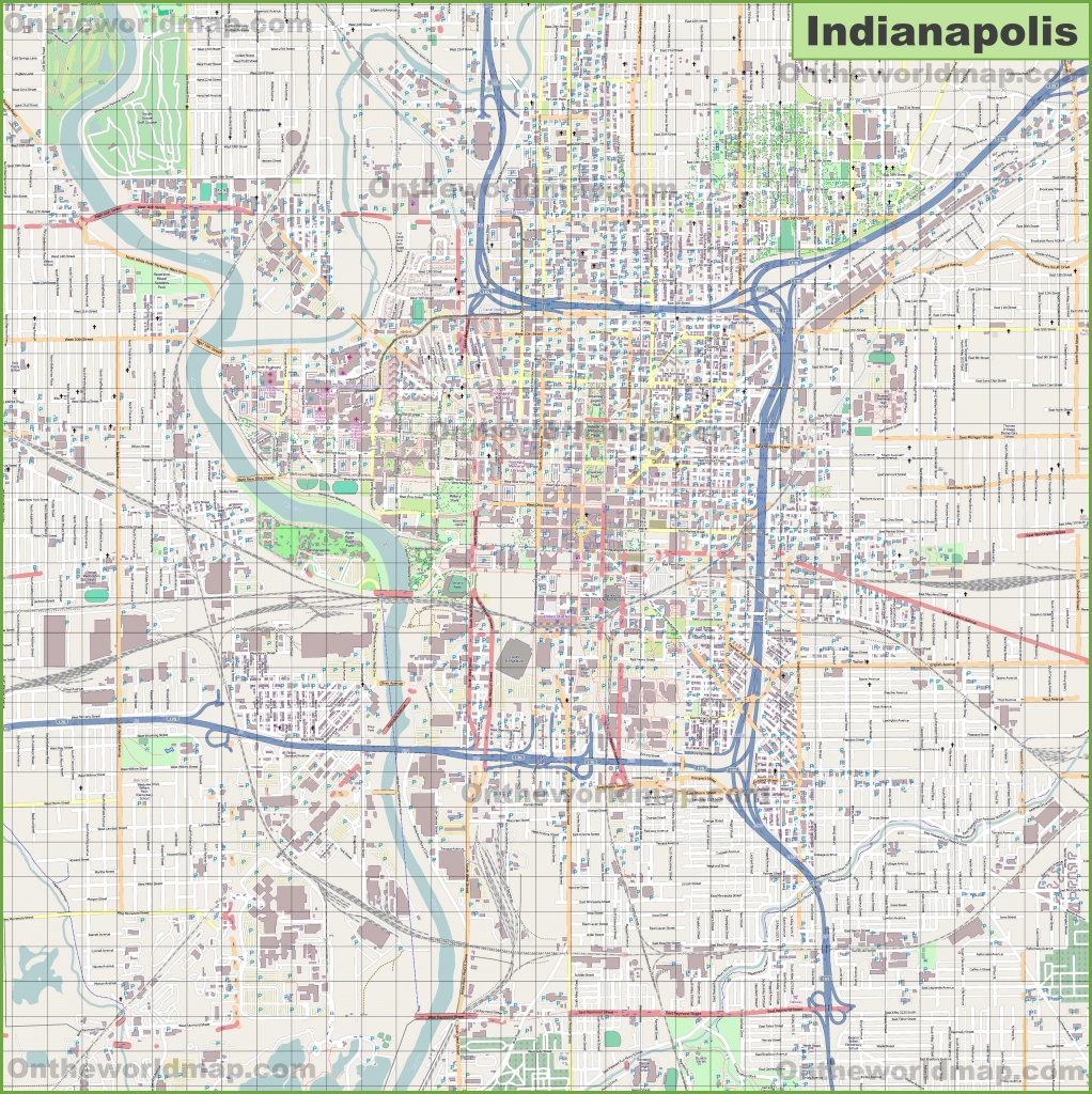 Large Detailed Map Of Indianapolis - Printable Map Of Indianapolis