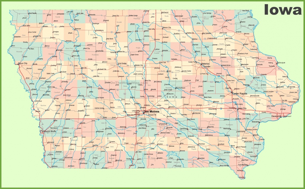 Large Detailed Map Of Iowa With Cities And Towns - Printable Iowa Road Map