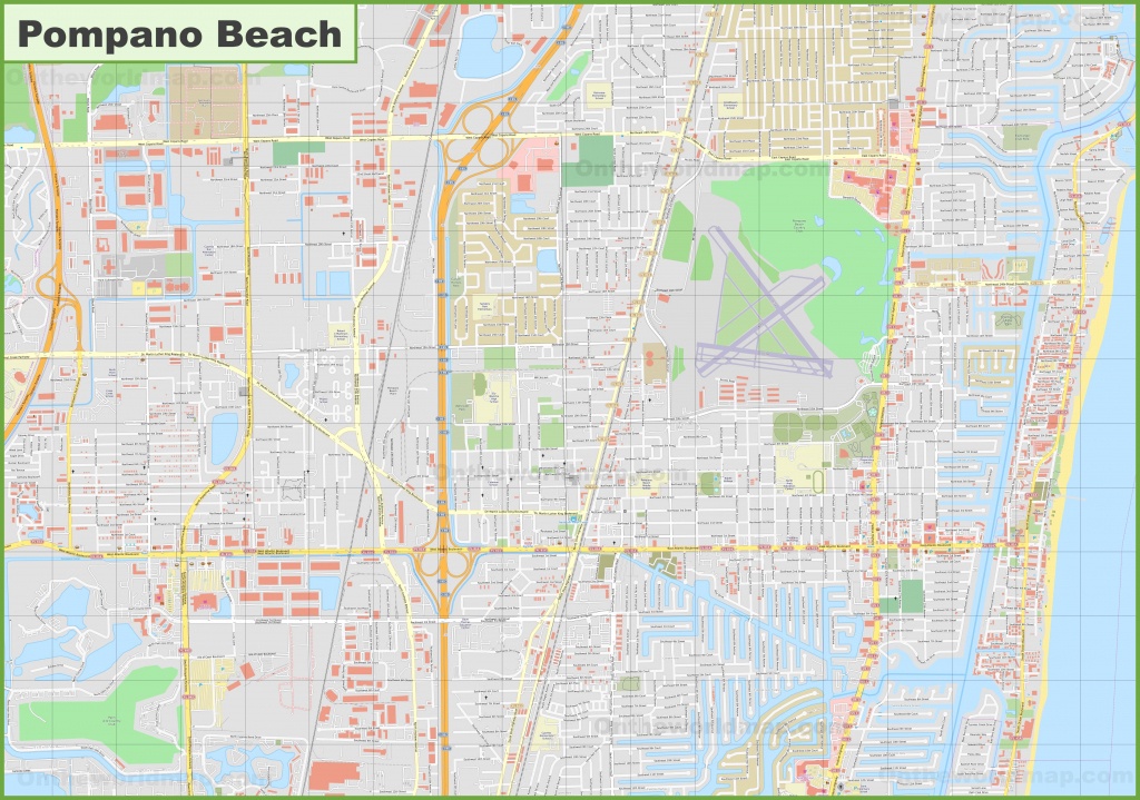 Large Detailed Map Of Pompano Beach - Pompano Florida Map