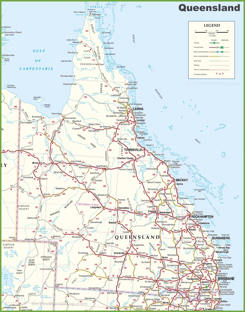 Large Detailed Map Of Queensland With Cities And Towns Road - Queensland Road Maps Printable
