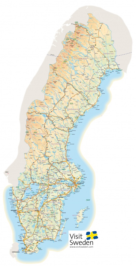 Large Detailed Map Of Sweden With Cities And Towns - Printable Map Of Sweden