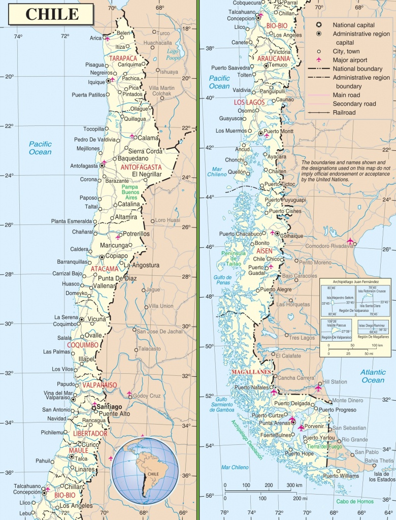 Large Detailed Road Map Of Chile - Printable Map Of Chile