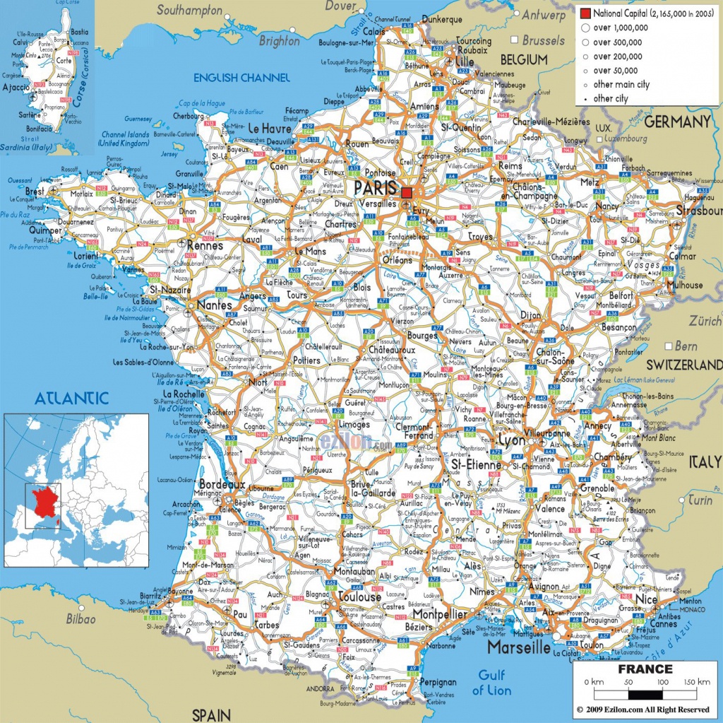 Large Detailed Road Map Of France With All Cities And Airports - Free Printable Road Maps