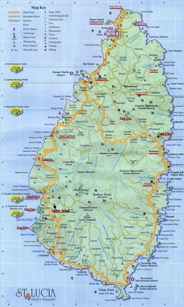 Large Detailed Road Map Of Saint Lucia. Saint Lucia Large Detailed - Printable Road Map Of St Maarten