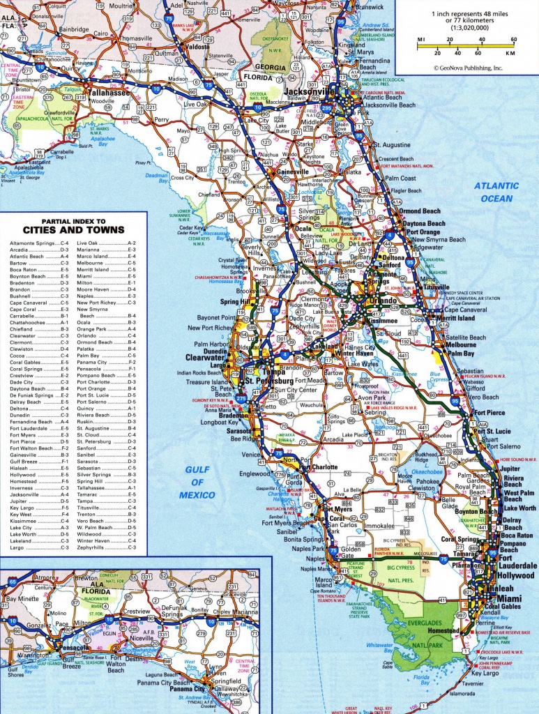 Large Detailed Roads And Highways Map Of Florida State | Vidiani - Detailed Road Map Of Florida