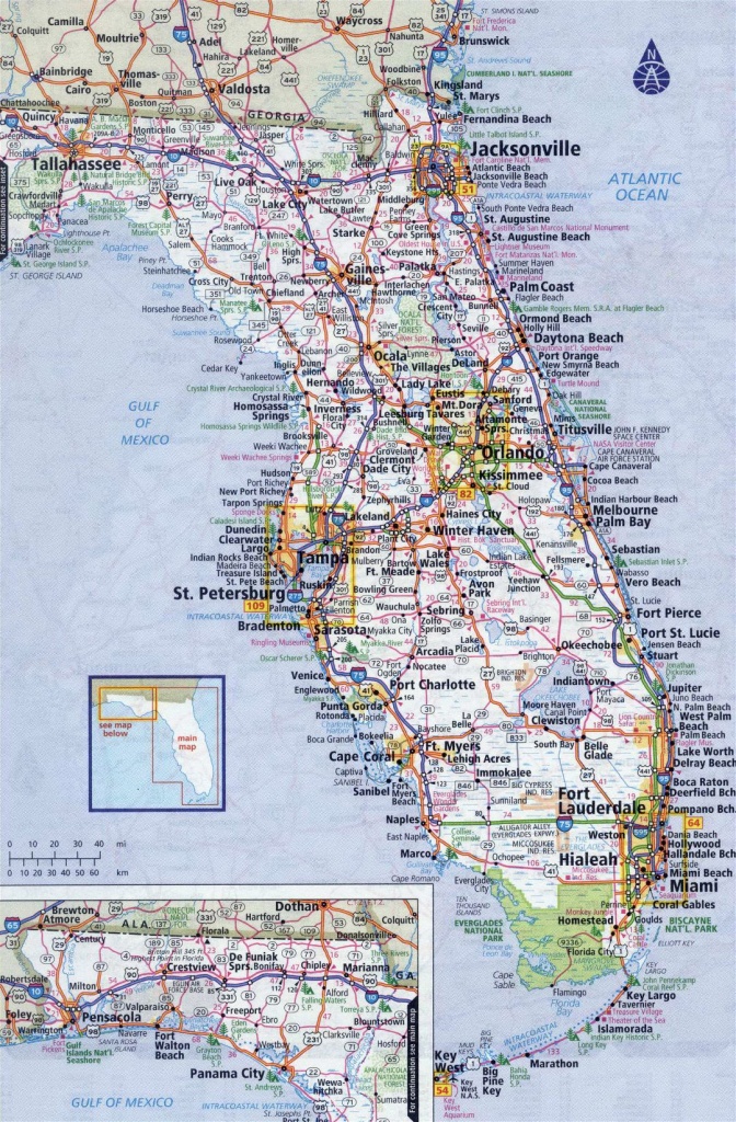 Large Detailed Roads And Highways Map Of Florida State With All - Large Map Of Florida