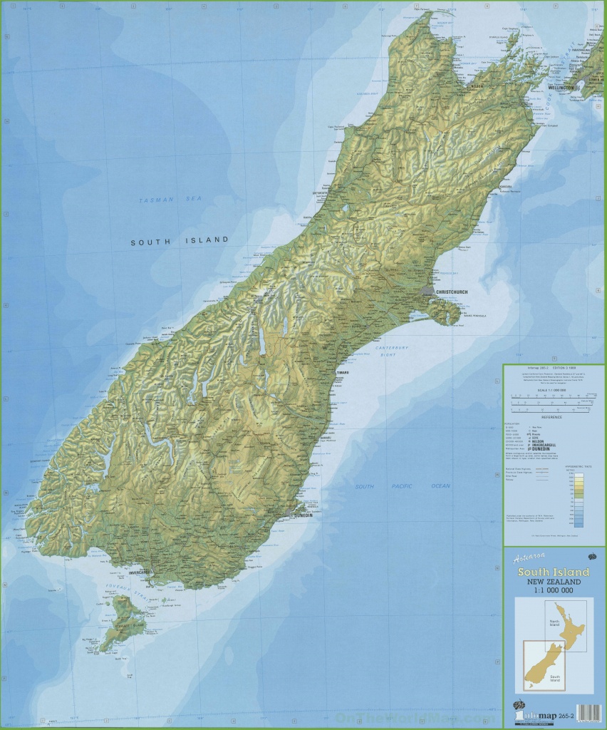 Large Detailed South Island New Zealand Map - New Zealand South Island Map Printable