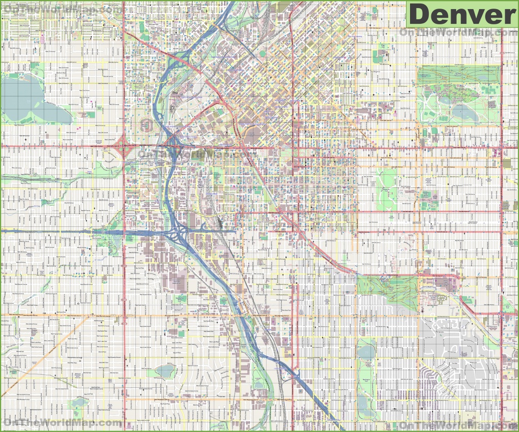 Large Detailed Street Map Of Denver - Printable Map Of Denver