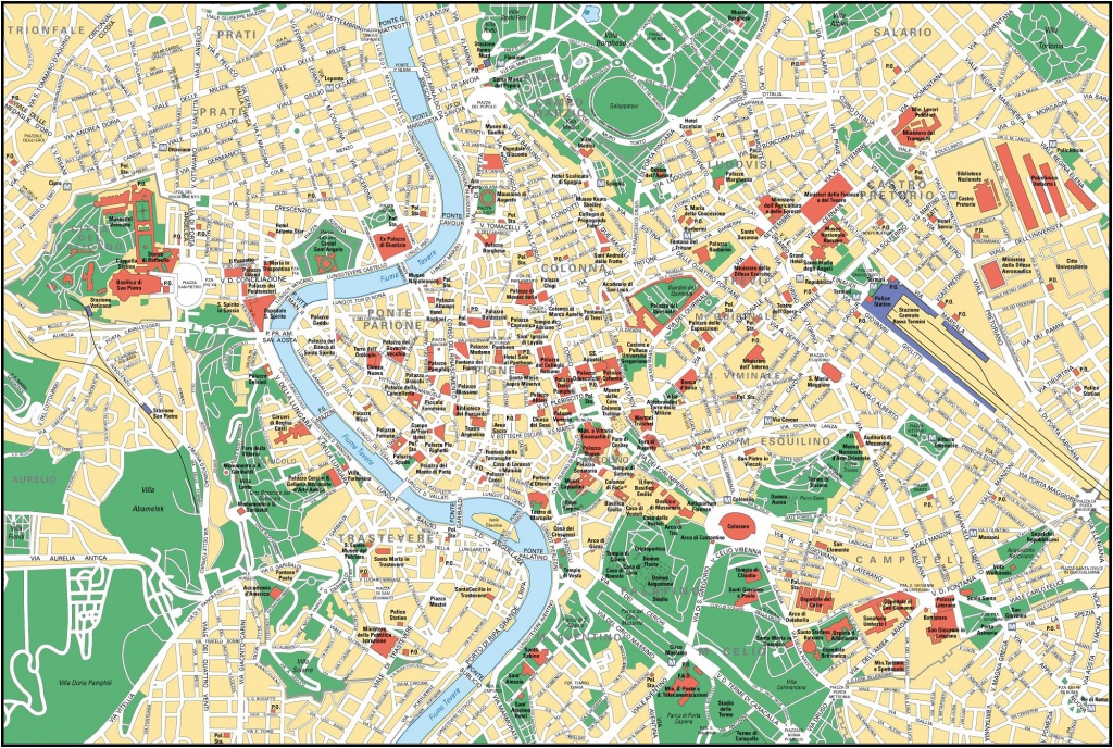 Large Detailed Street Map Of Rome City Center. Rome City Center - Street Map Rome City Centre Printable