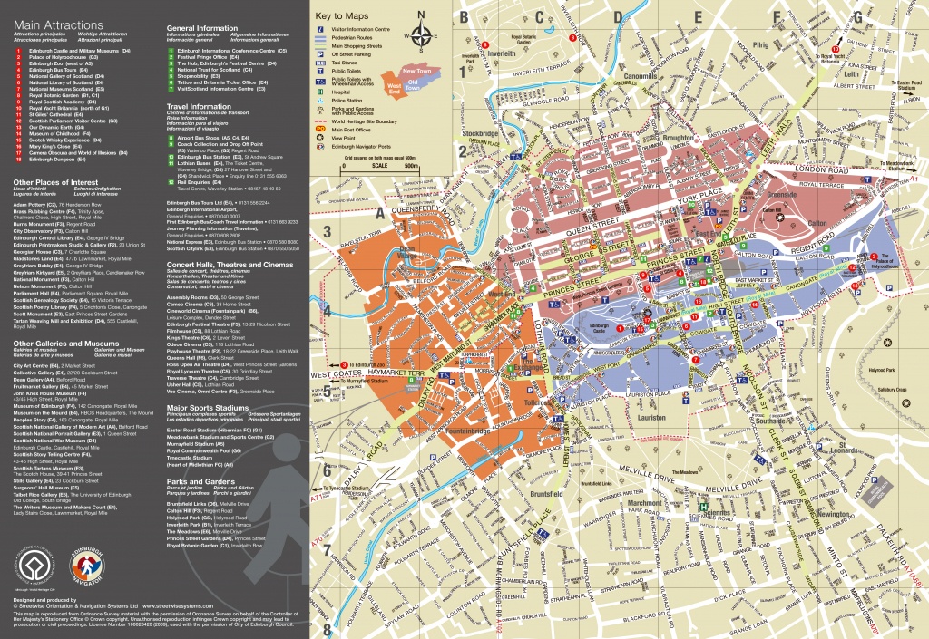 Large Detailed Tourist Map Of Edinburgh City. Edinburgh City Large - Edinburgh City Map Printable