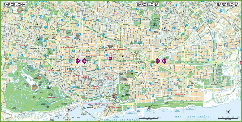 Large Detailed Tourist Street Map Of Barcelona - Barcelona Tourist Map Printable