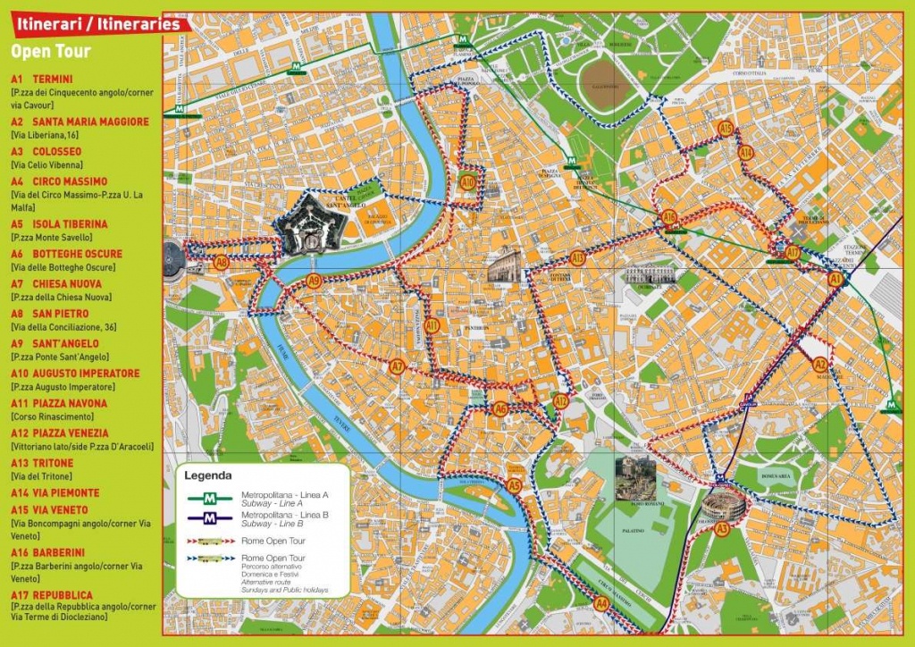 Rome Sightseeing Map Printable Printable Maps