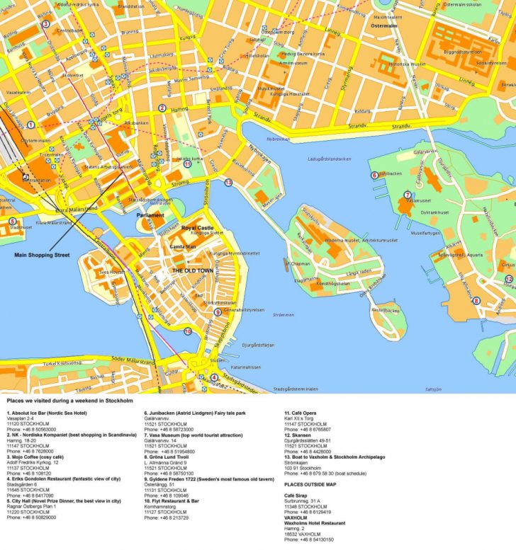 Stockholm Tourist Map Printable