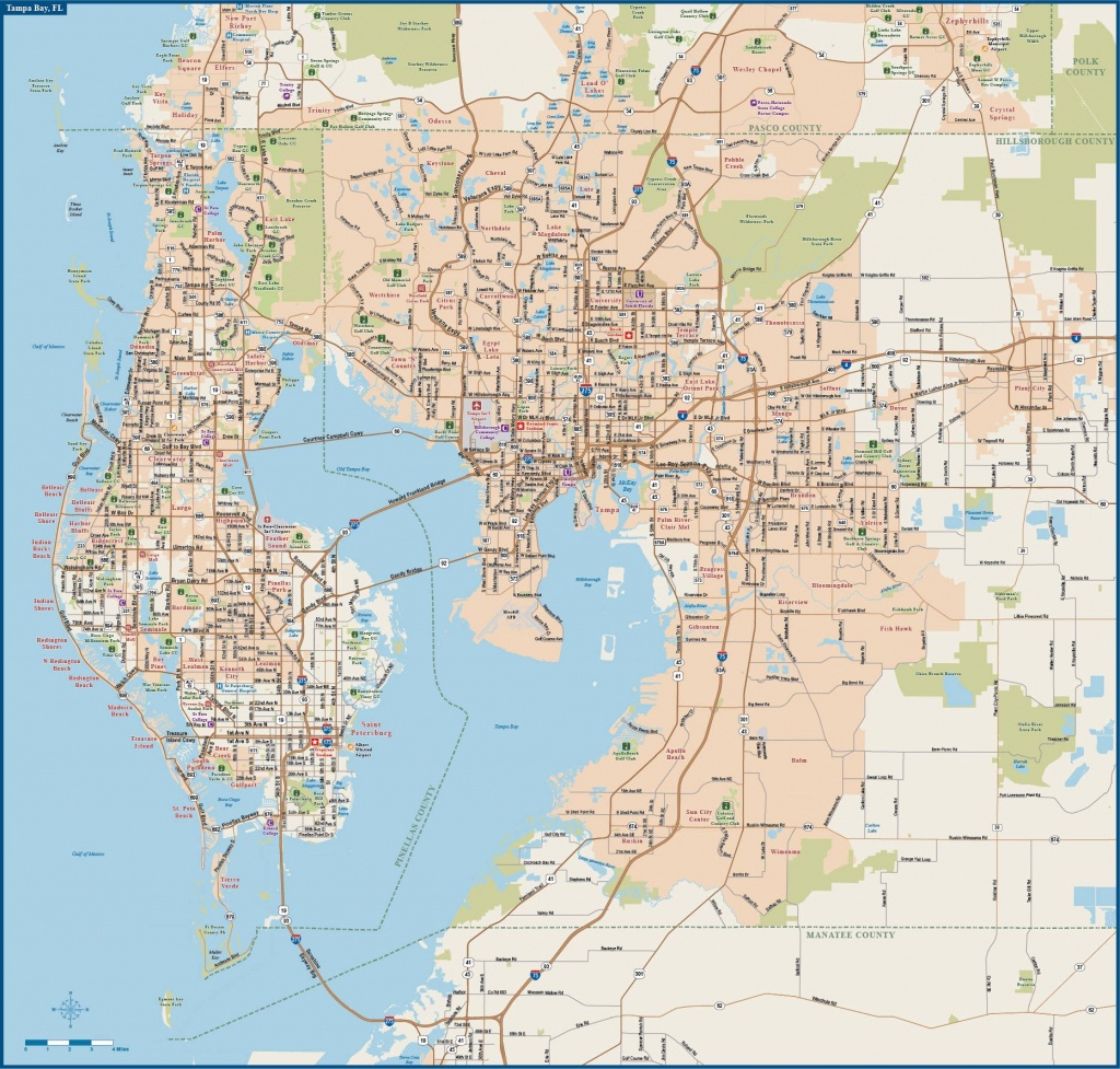 Large Tampa Maps For Free Download And Print | High-Resolution And - Map Of Clearwater Florida And Surrounding Areas