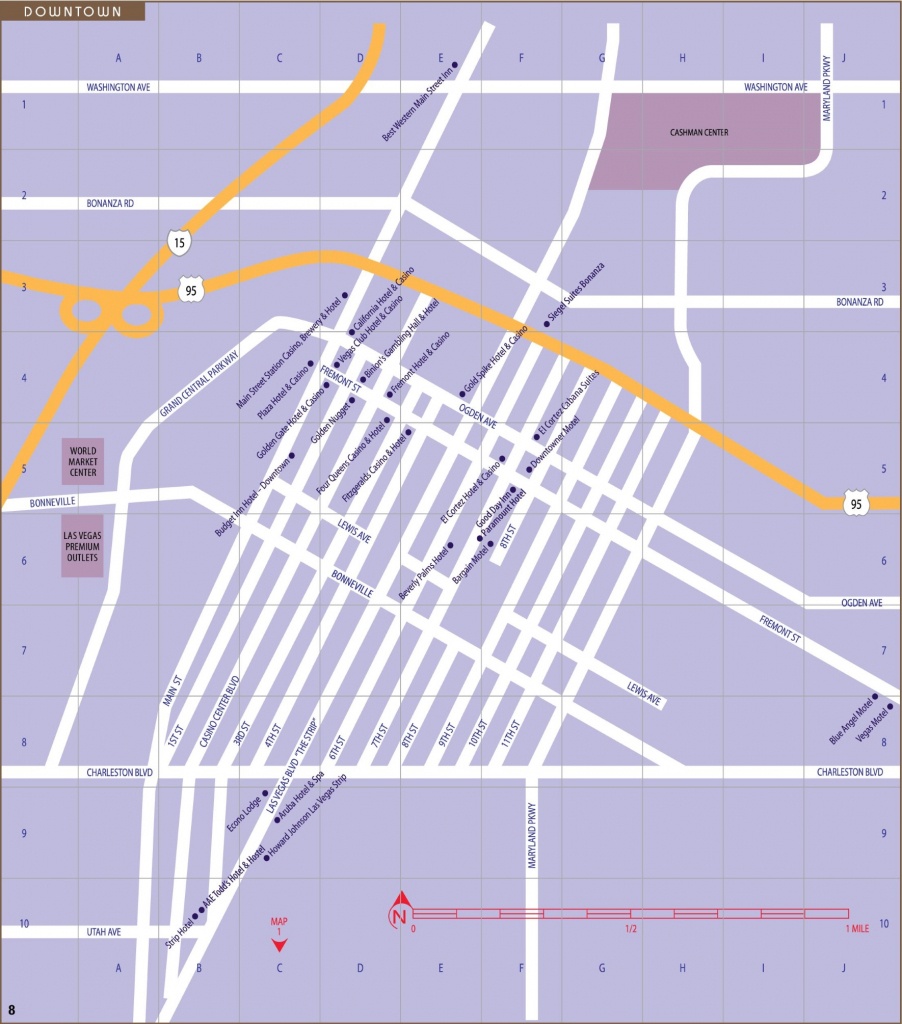 Las Vegas Downtown And Fremont Street Map - Printable Map Of Downtown Las Vegas