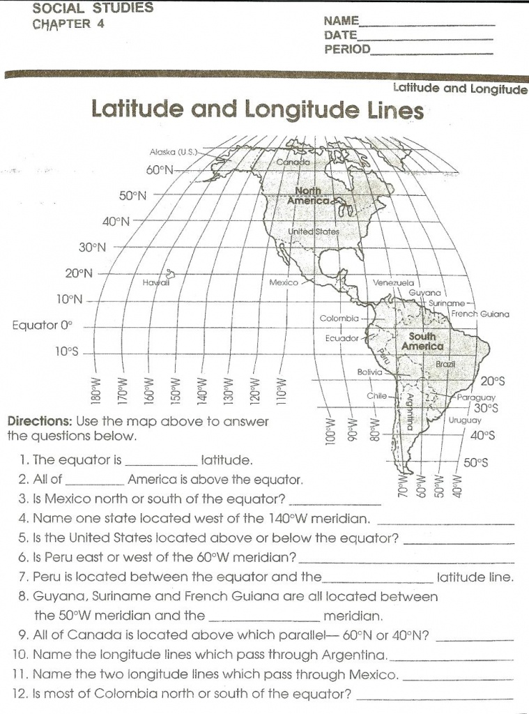 Latitude Longitude Printable Worksheets Accounting Coordinate - Free Printable Map Worksheets