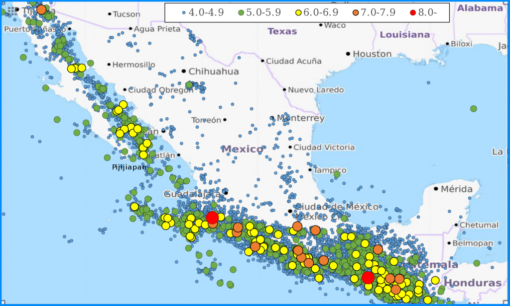 List Of Earthquakes In Mexico - Wikipedia - Usgs Recent Earthquake Map California