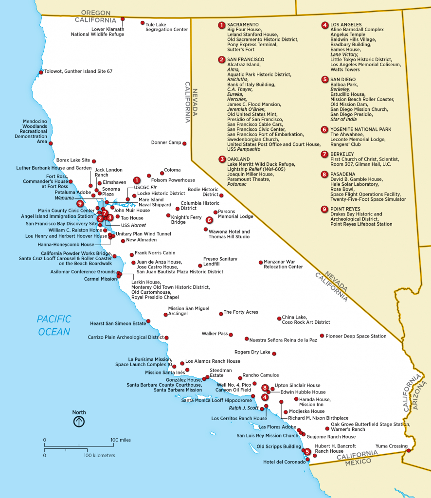 List Of National Historic Landmarks In California - Wikipedia - California Roadside Attractions Map