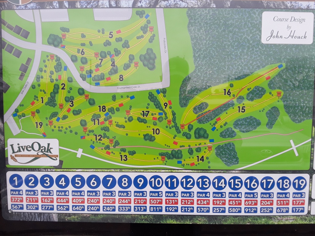 Live Oak City Park - Hillside | Professional Disc Golf Association - Texas Golf Courses Map