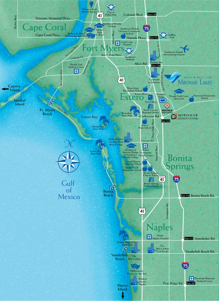 Locate Miromar Lakes Florida Just North Of Naples And Estero In Map Of Naples Florida Neighborhoods 