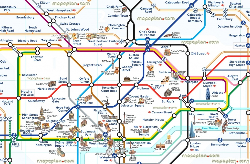 London Attraction Map With Tube – Uk Map - Printable Map Of London With Attractions