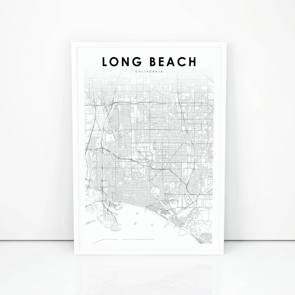 Long Beach Map Print California Ca Usa Map Art Poster City | Etsy - Printable Map Of Long Beach Ca