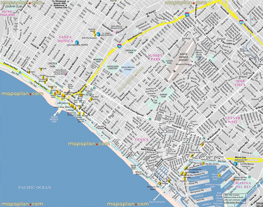 Los Angeles Map - California Santa Monica Bay, Venice Beach - Map Of Venice California Area
