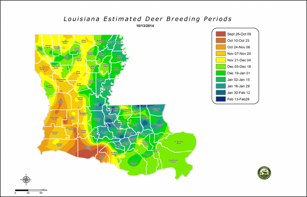 Louisiana Estimated Deer Breeding Periods | Louisiana Department Of - Texas Rut Map