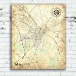 Macon Ga Canvas Print Georgia Ga Vintage Map Macon Ga City Map | Etsy   Printable Map Of Macon Ga