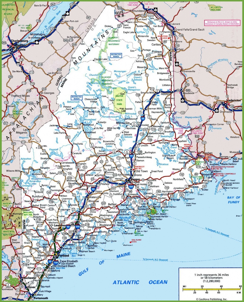 Maine Road Map - Printable Map Of Maine