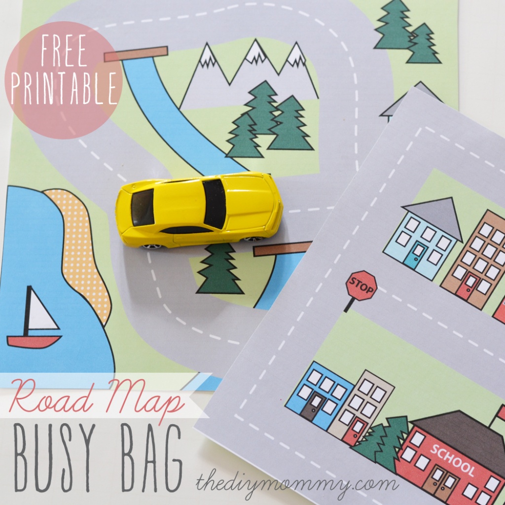 Make A Mini Road Map Busy Bag - Free Printable | The Diy Mommy - Printable Travel Maps For Kids