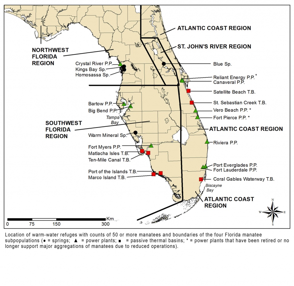 Manatees And Warm-Water Refuges - Marine Mammal Commission - Manatee Florida Map