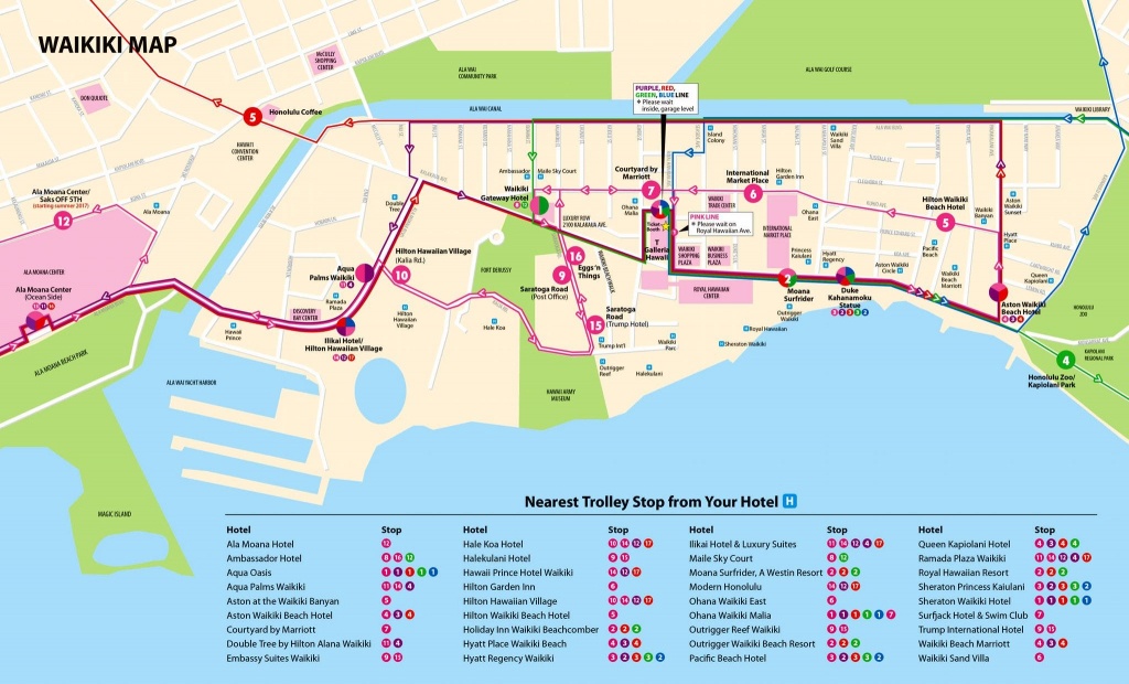 Map Guide | Waikiki Trolley | Hawaii | Map, Area Map, Waikiki Beach - Printable Map Of Waikiki