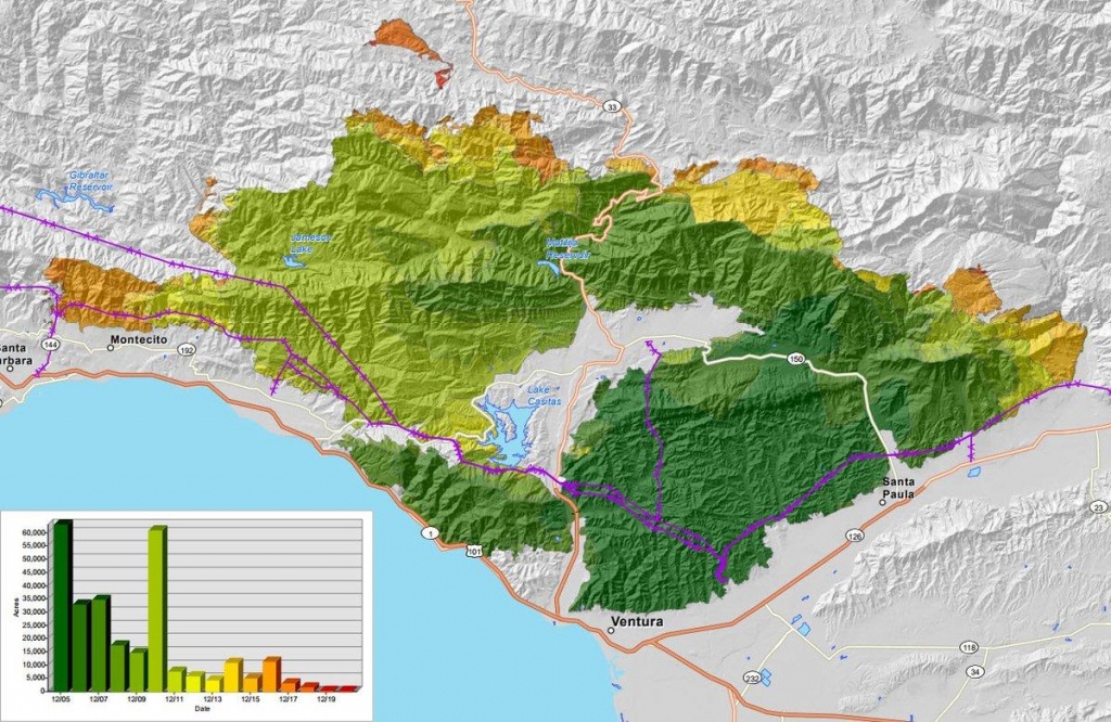 Map: How The Thomas Fire Grew Into One Of California&amp;#039;s Largest - Southern California Fire Map