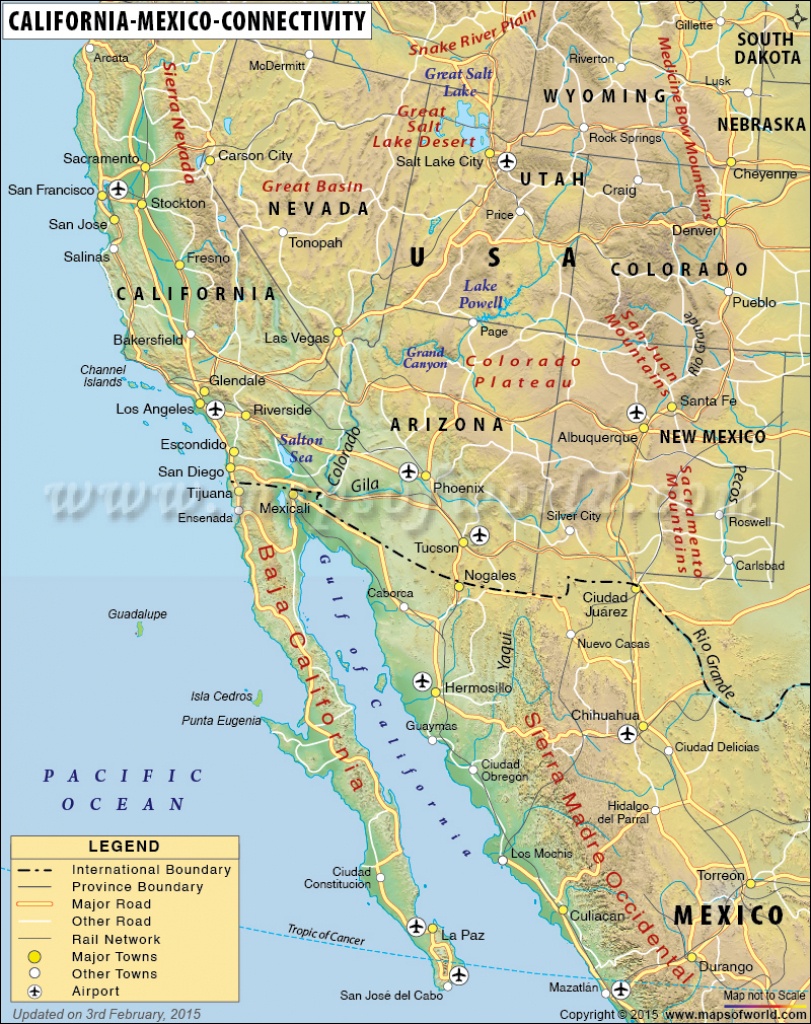 Map Of California And Mexico - Map Of Southern California And Northern Mexico
