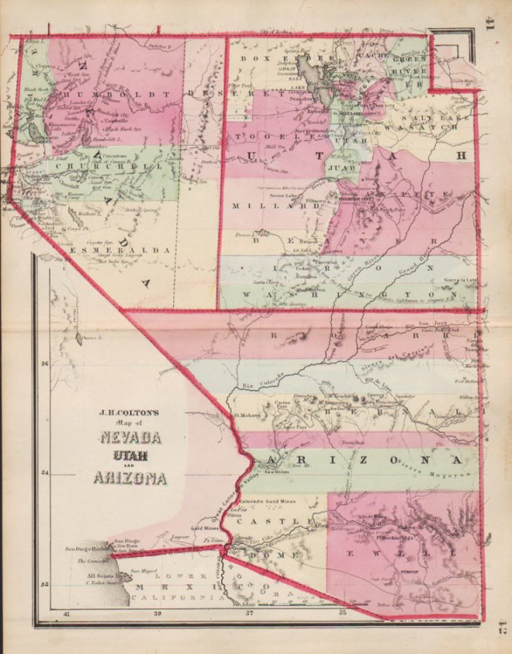 Road Map Of California Nevada And Arizona