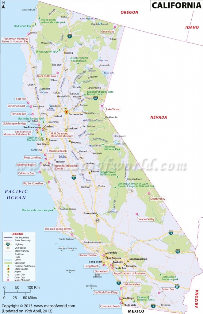Map Of California. Map Of Central California Coastal Cities - Map Of Central And Southern California Coast