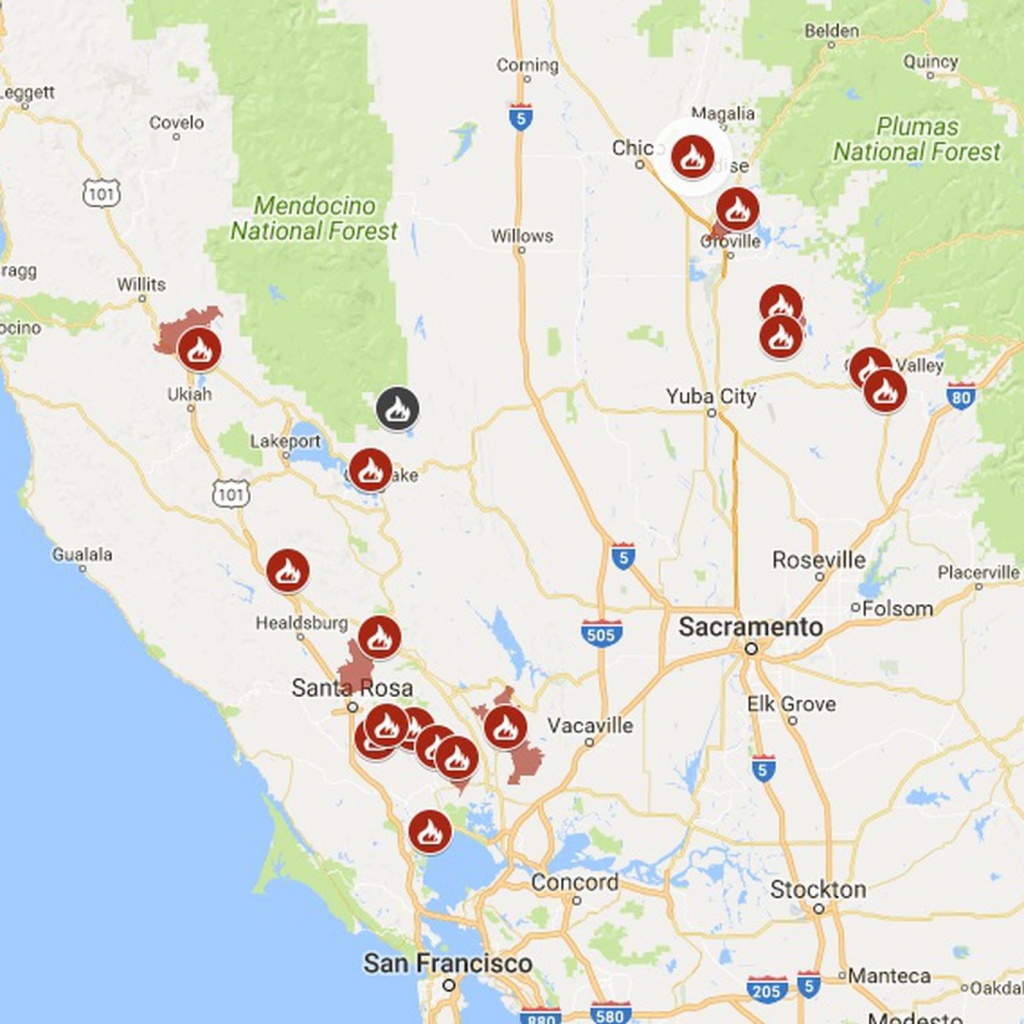 Map Of California North Bay Wildfires (Update) - Curbed Sf - California Department Of Forestry And Fire Protection Map