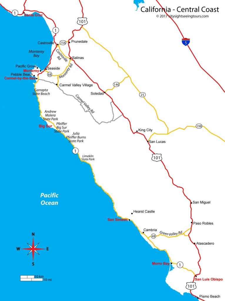 Map Of California&amp;#039;s Central Coast - Big Sur, Carmel, Monterey - Central Coast California Map