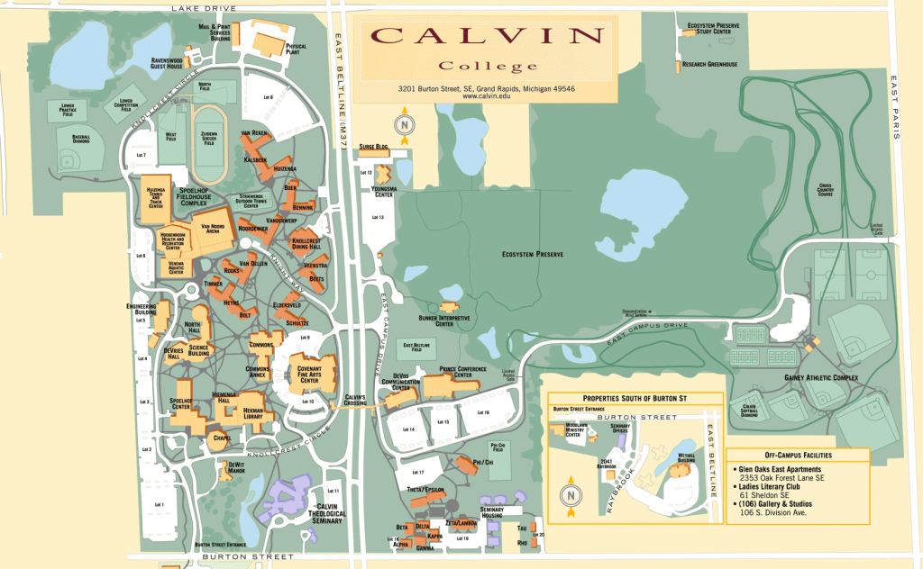 Map Of Calvin College Campus | Maps | Campus Map, College, College - Texas Southmost College Map
