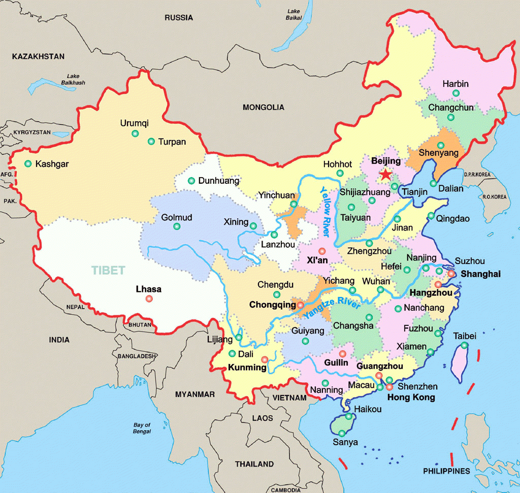 Map Of China Provinces And Major Cities And Travel Information - Free Printable Map Of China