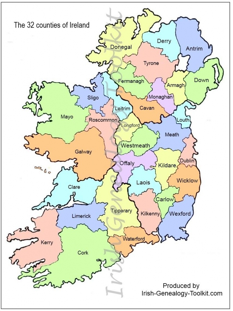 Map Of Counties In Ireland | This County Map Of Ireland Shows All 32 - Printable Map Of Ireland Counties And Towns