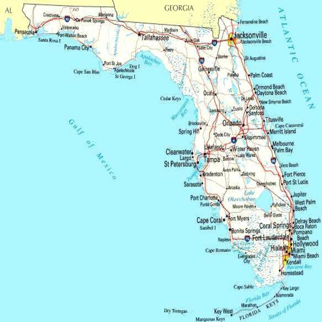 Map Of Florida Cities On Road West Coast Blank Gulf Coastline - Lgq - Florida Gulf Map