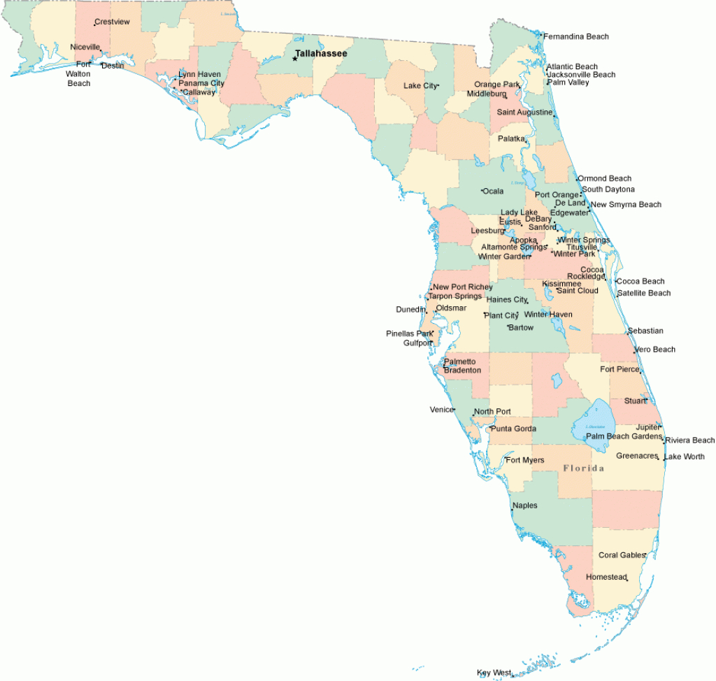 Map Of Florida Coastal Towns And Travel Information | Download Free - Map Of Florida Gulf Coast Beach Towns
