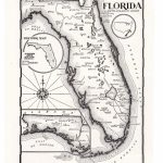 Map Of Florida In Black And White Hand Drawn Map From The | Etsy   Florida Map Black And White