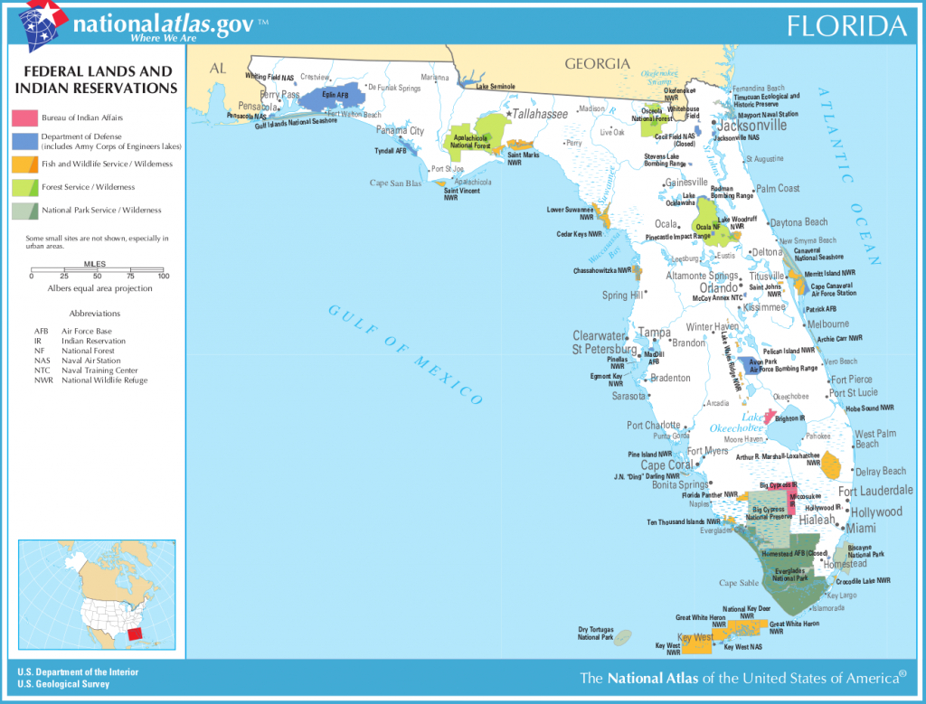 Map Of Florida (Map Federal Lands And Indian Reservations - Where Is Islamorada Florida On Map