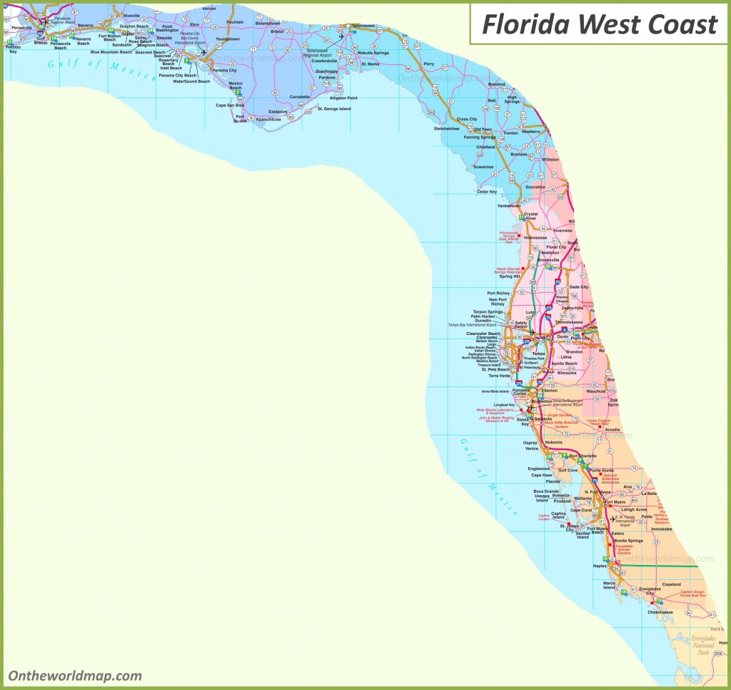 Map Of Florida West Coast - Map Of Florida West Coast Towns