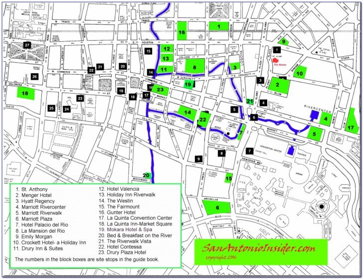 Map Of Hotels Near Riverwalk In San Antonio Texas