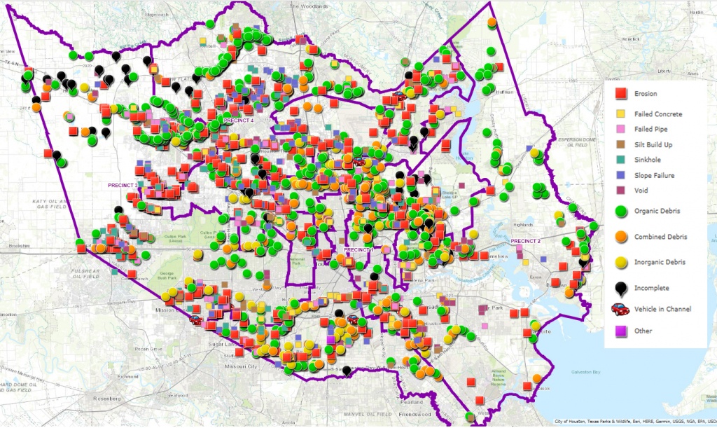 Map Of Houston's Flood Control Infrastructure Shows Areas In Need Of - Map To Houston Texas